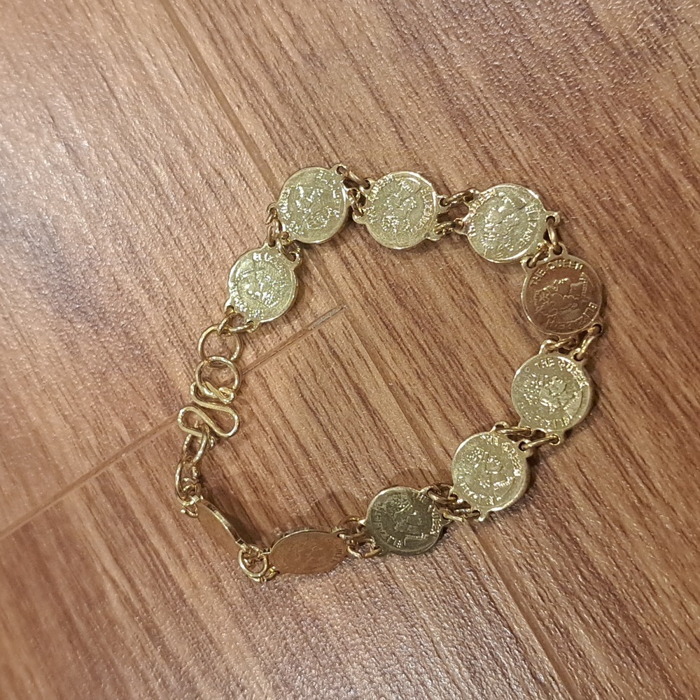 Gold plated coin bracelet
